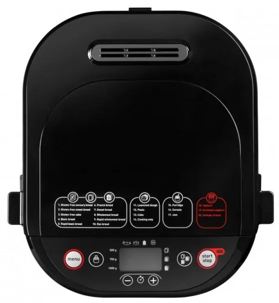 Αρτοπαρασκευαστής Tefal Pain & Delices PF240E38, 700 W, 1000/750/500 γρ., 3 επίπεδα ψησίματος, 20 προγράμματα, Μαύρο/Inox