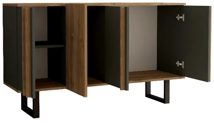 Μπουφές Amanda I pakoworld σε ανθρακί-καρυδί απόχρωση 160x74x79εκ