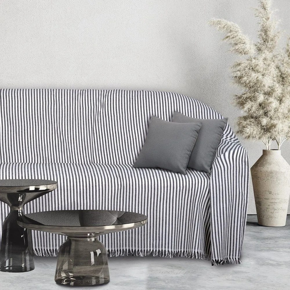 Ριχτάρι 0253 Ecru-Black Das Home Τριθέσιο 180x300cm Βαμβάκι-Πολυέστερ