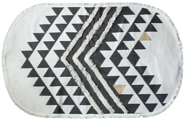 Χαλί FL733 Fylliana Οβάλ σε Μαύρο Μπεζ ύφασμα 90x150εκ.