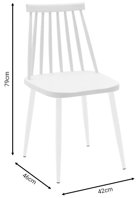 Καρέκλα Aurora pakoworld pp λευκό-πόδι λευκό 42x46x79εκ - 273-000004