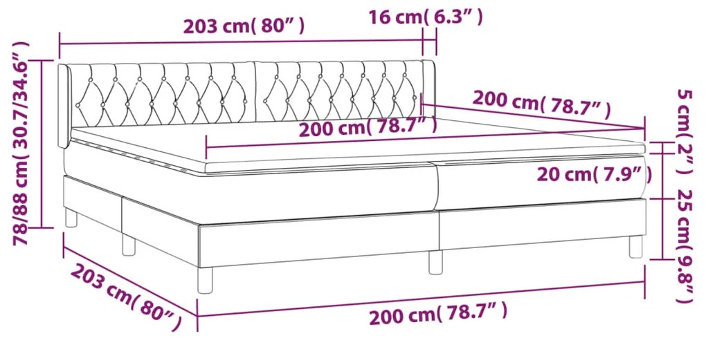 vidaXL Κρεβάτι Boxspring με Στρώμα Taupe 200x200 εκ. Υφασμάτινο
