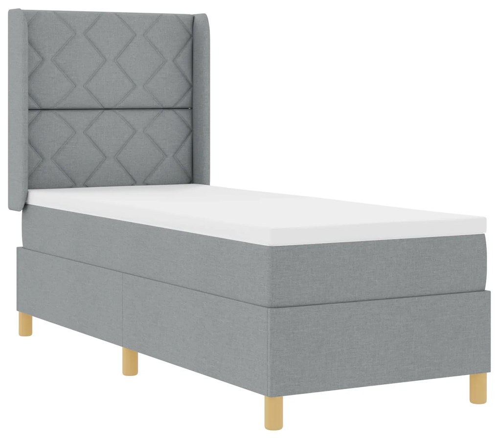 vidaXL Κρεβάτι Box Spring με Στρώμα & LED Φως Γκρι 80x200 εκ. Υφάσματα