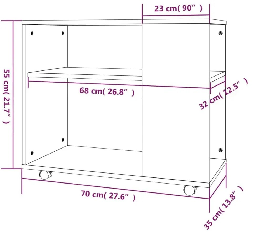Τραπέζι Βοηθητικό Γκρι Sonoma 70x35x55 εκ. Επεξεργασμένο Ξύλο - Γκρι