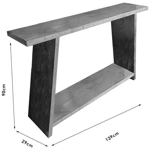 Κονσόλα Edgar pakoworld φυσικό ξύλο πεύκου 35mm καρυδί 139x29x90εκ