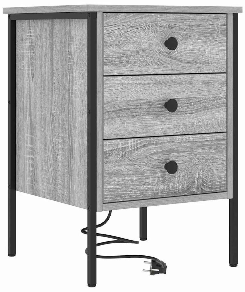 vidaXL Κομοδίνο με συρτάρι 2 pcs Γκρι sonoma Επεξεργασμένο ξύλο