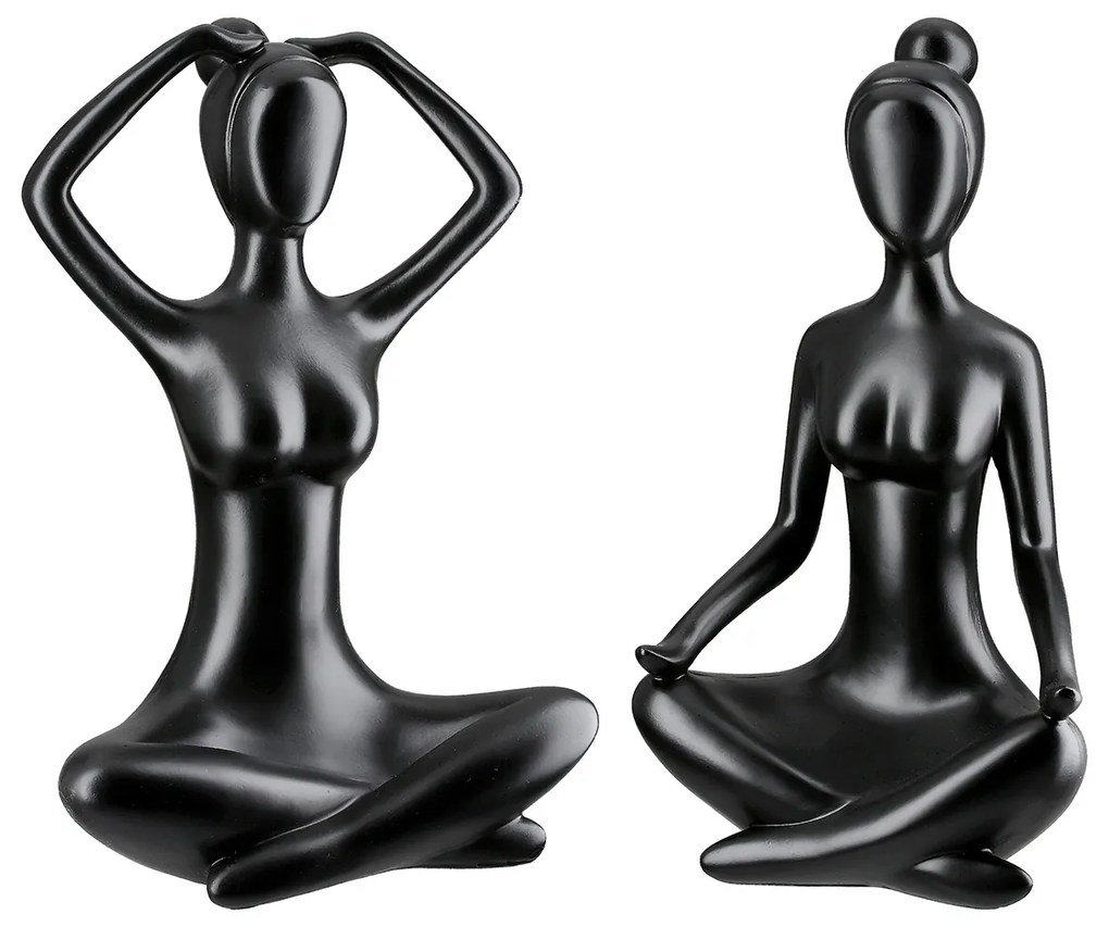 Φιγούρα Γυναίκα &#039;Meditation&#039; Πολυ Μαύρο 2Τμχ 12x16x29cm