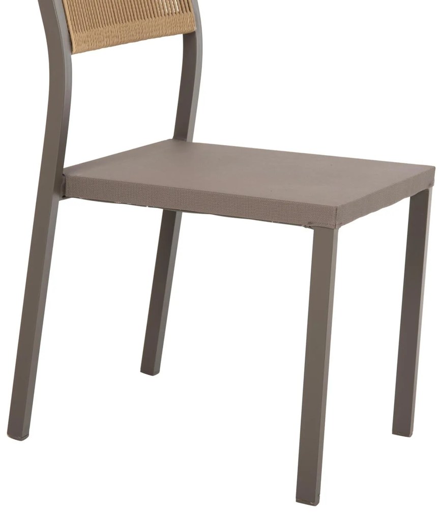 Καρέκλα C5921.03 Αλουμινίου Σαμπανί με Rattan και Textline 46x55,5x83 εκ. 46x55.5x83 εκ.