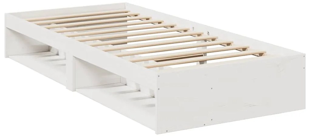 vidaXL Καναπές Κρεβάτι με Στρώμα Λευκό 90x200 εκ. Μασίφ Ξύλο Πεύκου