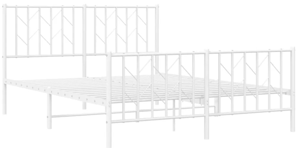 vidaXL Πλαίσιο Κρεβατιού με Κεφαλάρι/Ποδαρικό Λευκό 140x200εκ. Μέταλλο