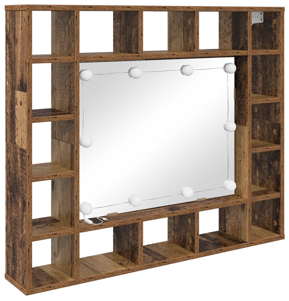 vidaXL Ντουλάπα Καθρέφτη με ράφι Παλαιό ξύλο 91 x 15 x 76.5 εκ.