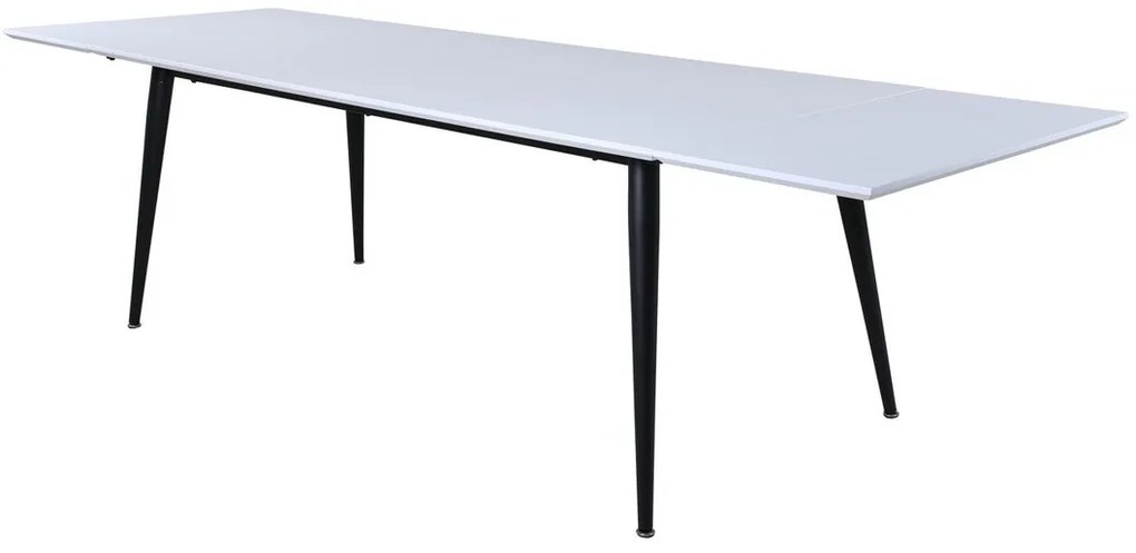 Τραπέζι Dallas 1718, Άσπρο, Μαύρο, 76x90x195cm, Επιμήκυνση, HPL, Ινοσανίδες μέσης πυκνότητας, Μέταλλο | Epipla1.gr