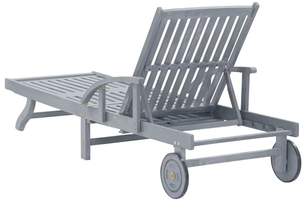 vidaXL Ξαπλώστρα Κήπου από Μασίφ Ξύλο Ακακίας με Μαξιλάρι