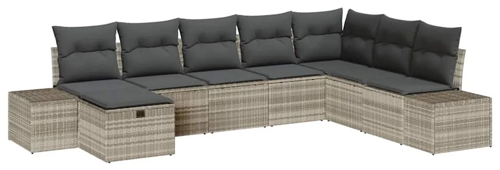 vidaXL Σετ Καναπέ Κήπου 8 pcs Ανοιχτό γκρι 55 x 62 x 69 εκ Πολυ ράταν