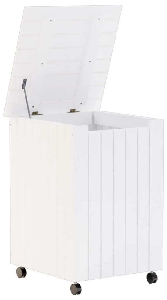 vidaXL Καλάθι Άπλυτων με Τροχούς RANA Λευκό 45x45x64εκ. Μασίφ Πεύκο