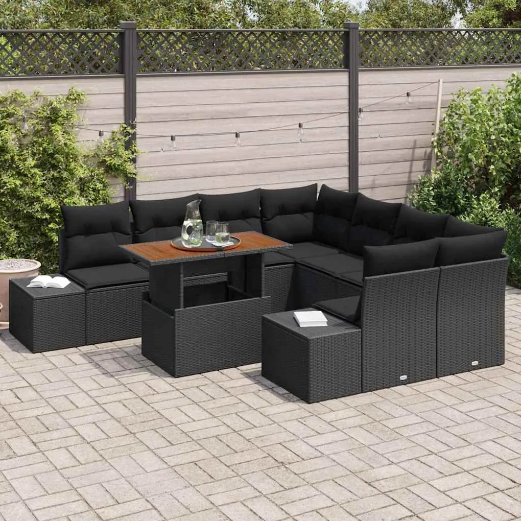 vidaXL Σέτ φαγητού για κήπο 9 pcs Μαύρο, Καφέ 100 x 55 x 73 εκ