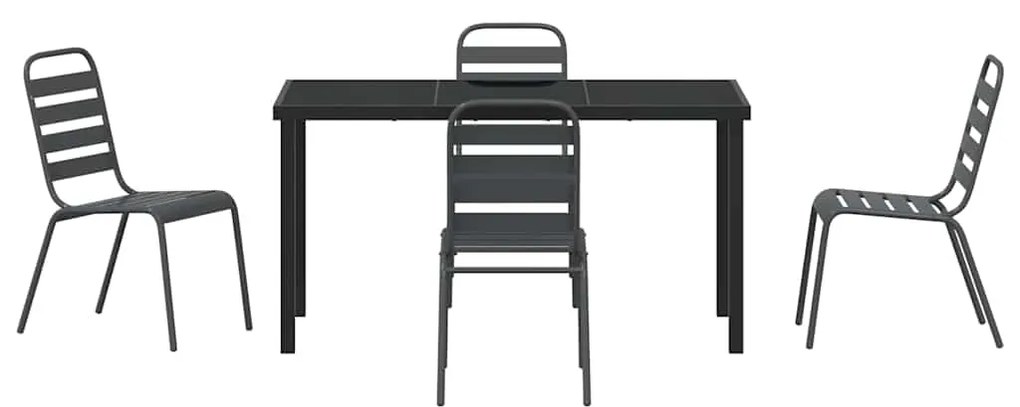 vidaXL Σέτ φαγητού για κήπο 5 pcs Ανθρακί Χάλυβας με επίστρωση πούδρας