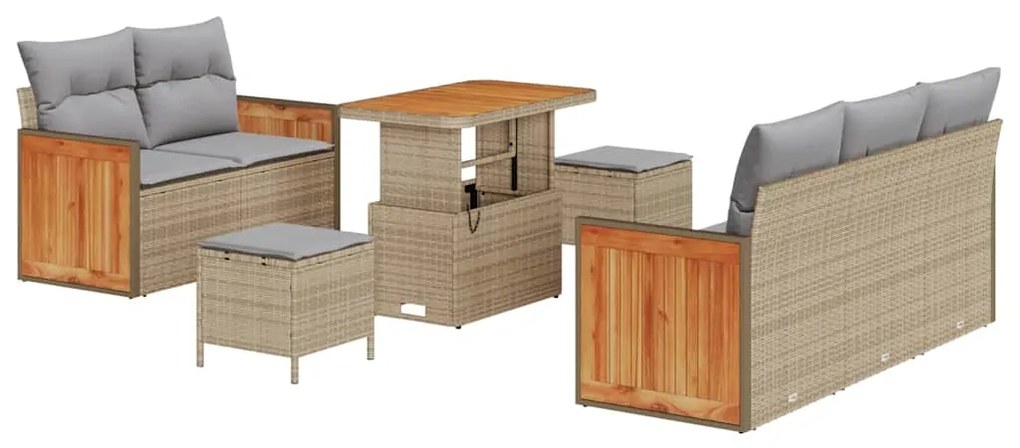 vidaXL Σετ Καναπέ Κήπου 8 pcs μπεζ και ανοιχτό γκρι 90 x 55 x 71 cm