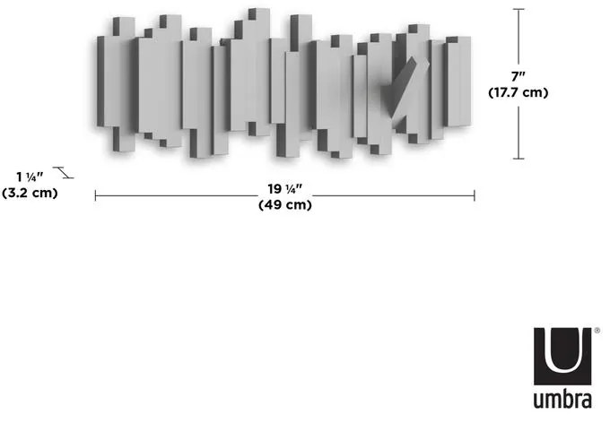 Κρεμάστρα τοίχου 5 θέσεων 49.2x18.1εκ Umbra sticks,γκρί