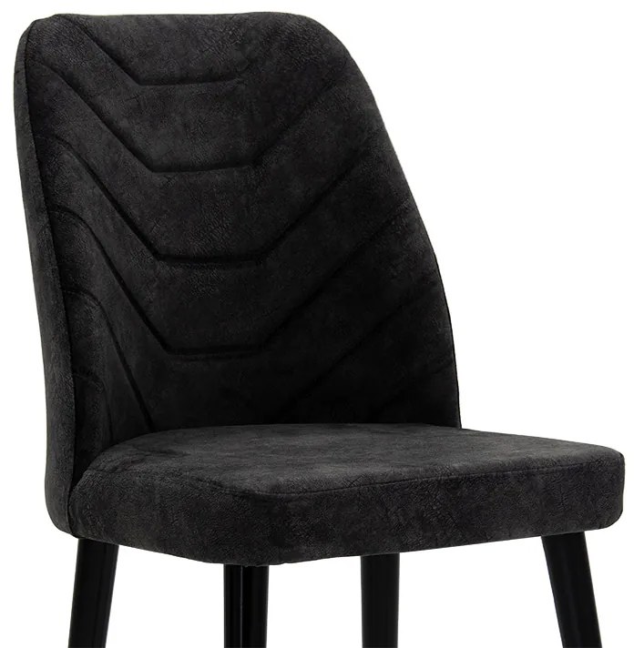 Καρέκλα Adeline pakoworld βελούδο ανθρακί antique-μαύρο πόδι - Βελούδο - 190-000024
