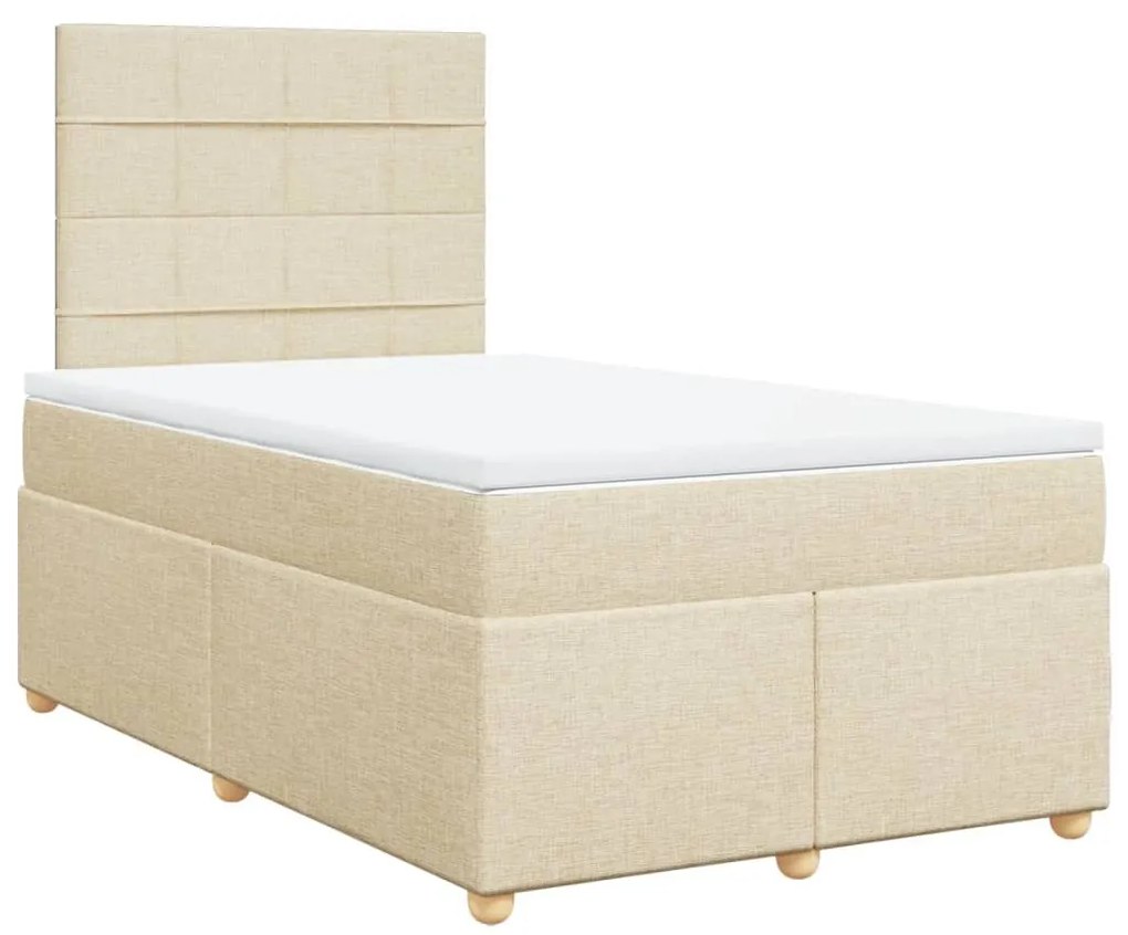 Κρεβάτι Boxspring με Στρώμα Κρεμ 120x200 εκ. Υφασμάτινο - Κρεμ