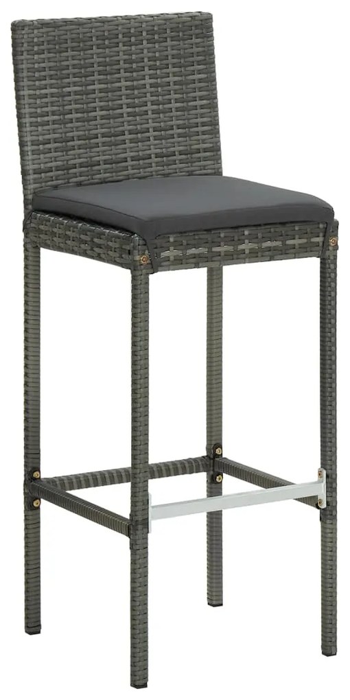 vidaXL Σετ Επίπλων Μπαρ Εξ. Χώρου 3 τεμ. Γκρι Συνθ. Ρατάν με Μαξιλάρια