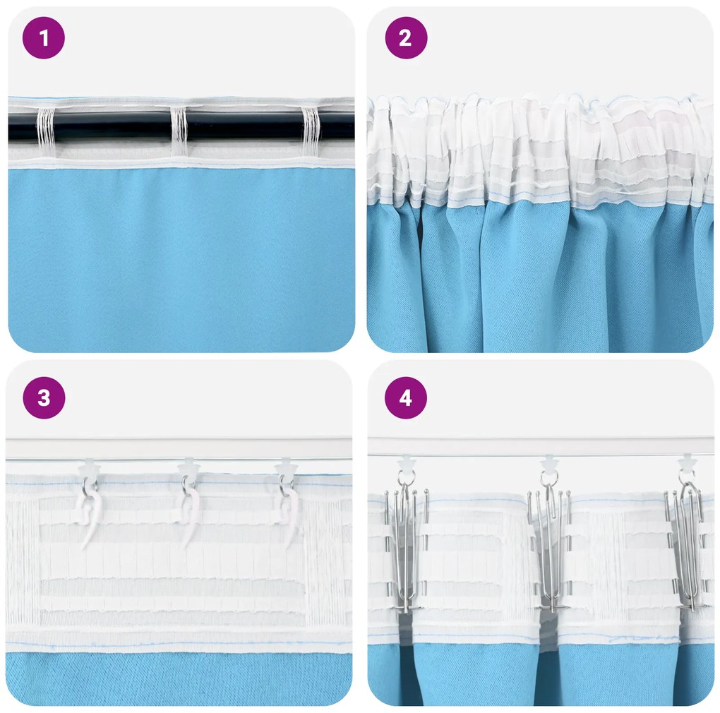 vidaXL Κουρτίνες με κουρτίνες 2 pcs Γαλάζιο 225 x 140 εκ. Πολυεστέρας