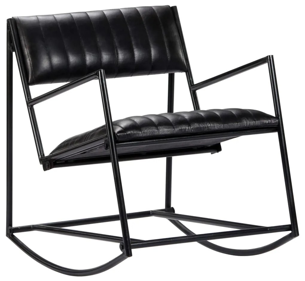vidaXL 282905  Rocking Chair Black Real Leather