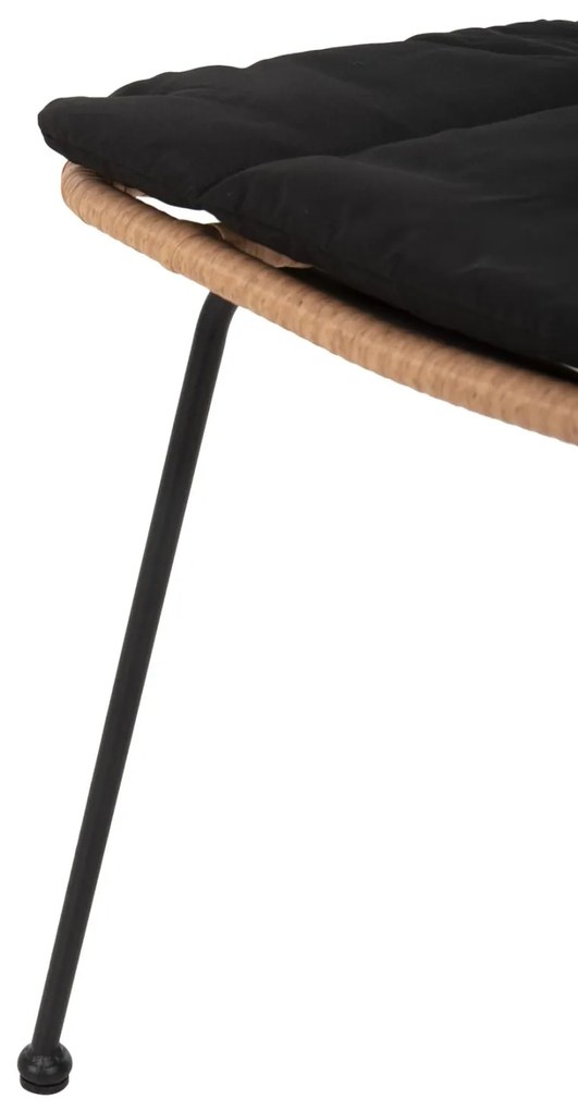 Καρέκλα ALLEGRA C5454.11 Μεταλλική με Μαξιλάρι Μαύρο και Wicker Μπέζ 50,5x49,5x88Υ εκ. 50.5x49.5x88 εκ.