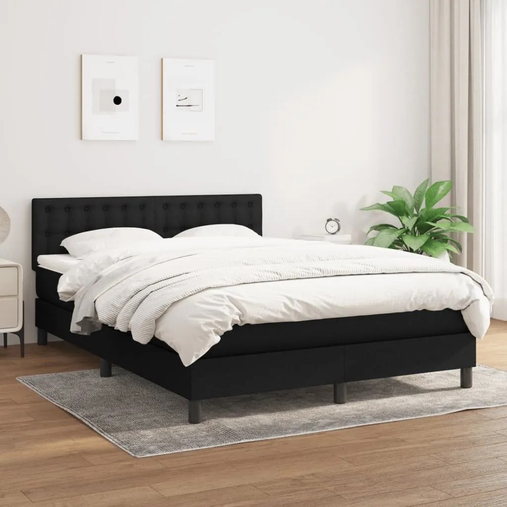 ΚΡΕΒΑΤΙ BOXSPRING ΜΕ ΣΤΡΩΜΑ ΜΑΥΡΟ 140X200 ΕΚ. ΥΦΑΣΜΑΤΙΝΟ 3140379