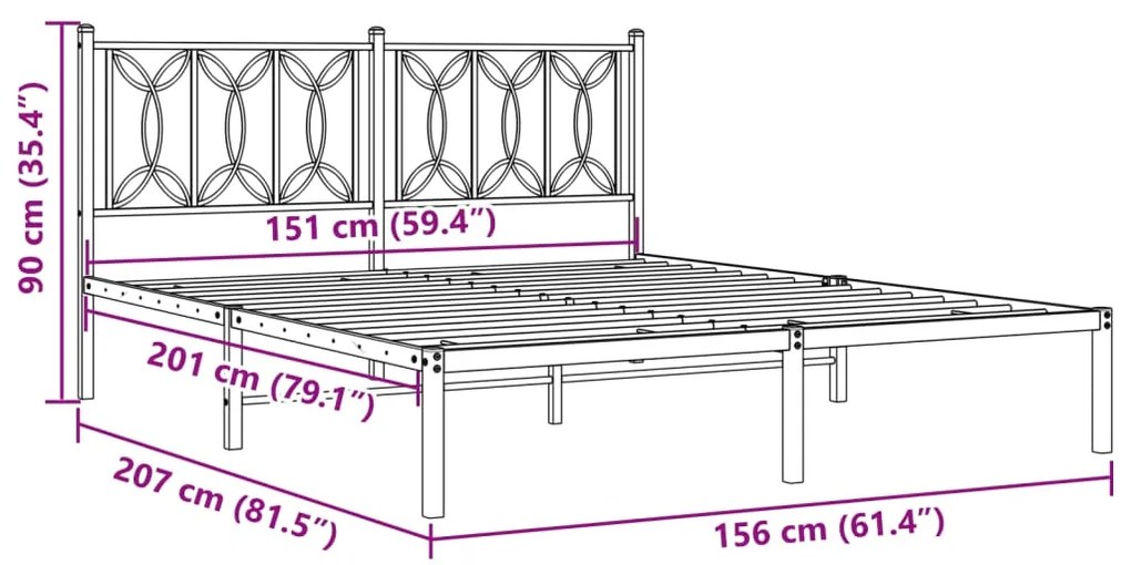 ΠΛΑΙΣΙΟ ΚΡΕΒΑΤΙΟΥ ΜΕ ΚΕΦΑΛΑΡΙ ΛΕΥΚΟ 150 X 200 ΕΚ. ΜΕΤΑΛΛΙΚΟ 376179