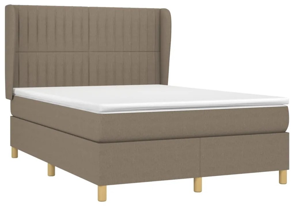 Κρεβάτι Boxspring με Στρώμα Taupe 140x200 εκ. Υφασμάτινο - Μπεζ-Γκρι