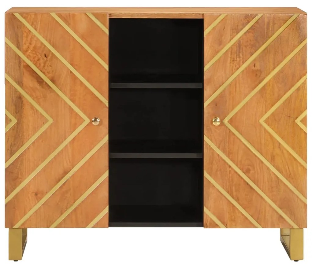 vidaXL Βοηθητικό Έπιπλο Καφέ/Μαύρο 90x33,5x75 εκ. Μασίφ Ξύλο Μάνγκο