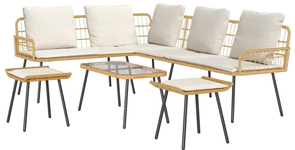 vidaXL Σετ Καναπέ Κήπου με μαξιλάρι 4 pcs Φυσικό συνθετικό ρατάν