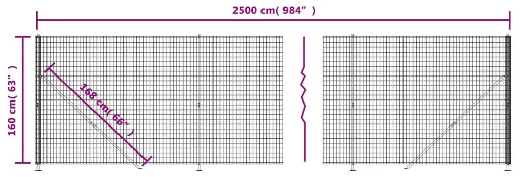 vidaXL Συρματόπλεγμα Περίφραξης Πράσινο 1,6 x 25 μ. με Βάσεις Φλάντζα