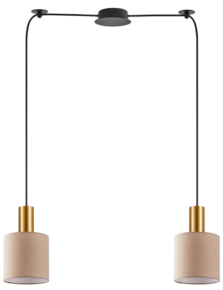 SE21-GM-4-BL2-SH3 ADEPT TUBE Gold Matt Pendant Brown Fabric Shade+ HOMELIGHTING 77-8613