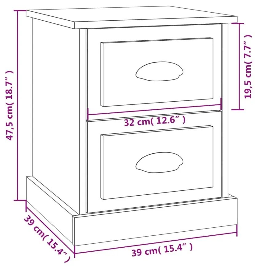 Κομοδίνο Sonoma Δρυς 39x39x47,5 εκ. από Επεξεργασμένο Ξύλο - Καφέ