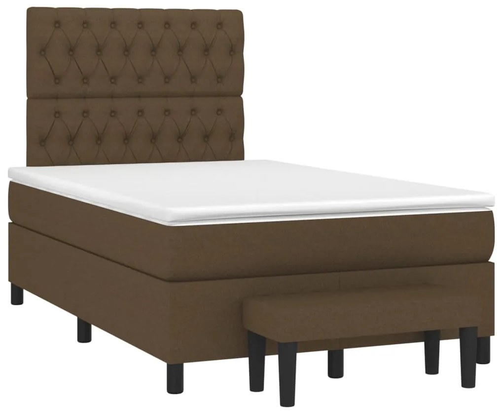 vidaXL Κρεβάτι Boxspring με Στρώμα Σκούρο Καφέ 120x190 εκ Υφασμάτινο