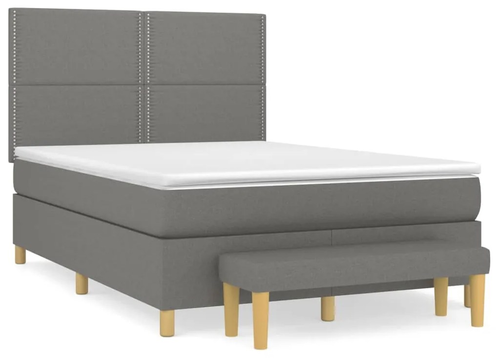 ΚΡΕΒΑΤΙ BOXSPRING ΜΕ ΣΤΡΩΜΑ ΣΚΟΥΡΟ ΓΚΡΙ 140X200 ΕΚ ΥΦΑΣΜΑΤΙΝΟ 3137078