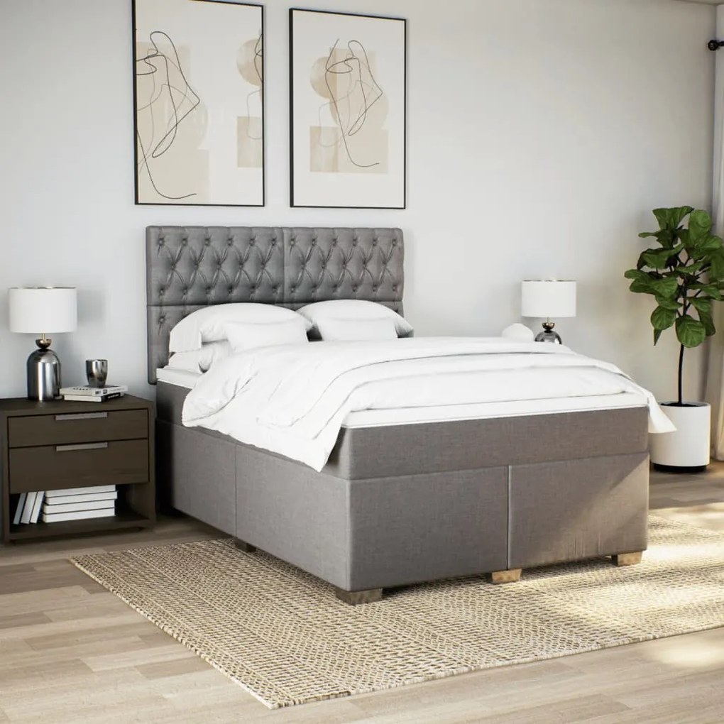 vidaXL Κρεβάτι Boxspring με Στρώμα Taupe 140x200 εκ. Υφασμάτινο