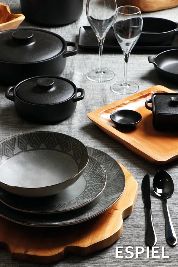 LAVA ΚΑΤΣΑΡΟΛΑ ΡΗΧΗ STONEWARE ΜΑΥΡΗ 20.8χ15.8χ5.8ΕΚ. - ESPIEL - NOL104