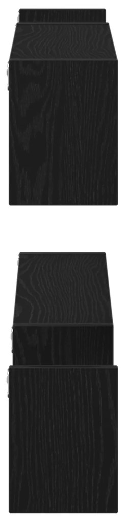 vidaXL Επιτοίχια Ράφα 2 τεμ Μαύρη Οξιά 100x15x70 εκ Επεξεργασμένο Ξύλο
