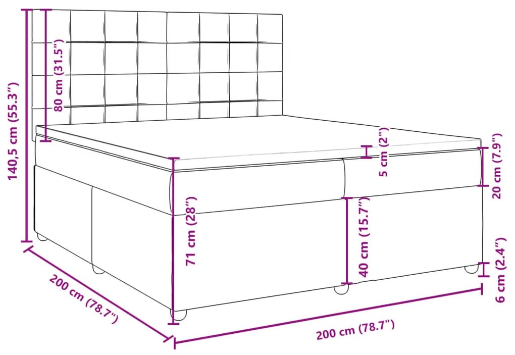 Κρεβάτι Boxspring με Στρώμα Μπλε 200x200 εκ. Υφασμάτινο - Μπλε