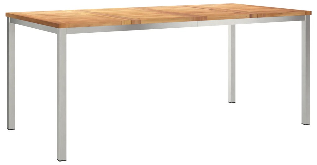 vidaXL set τραπεζαρίας κήπου 5 τμχ από ξύλο teak και ανοξείδωτο χάλυβα