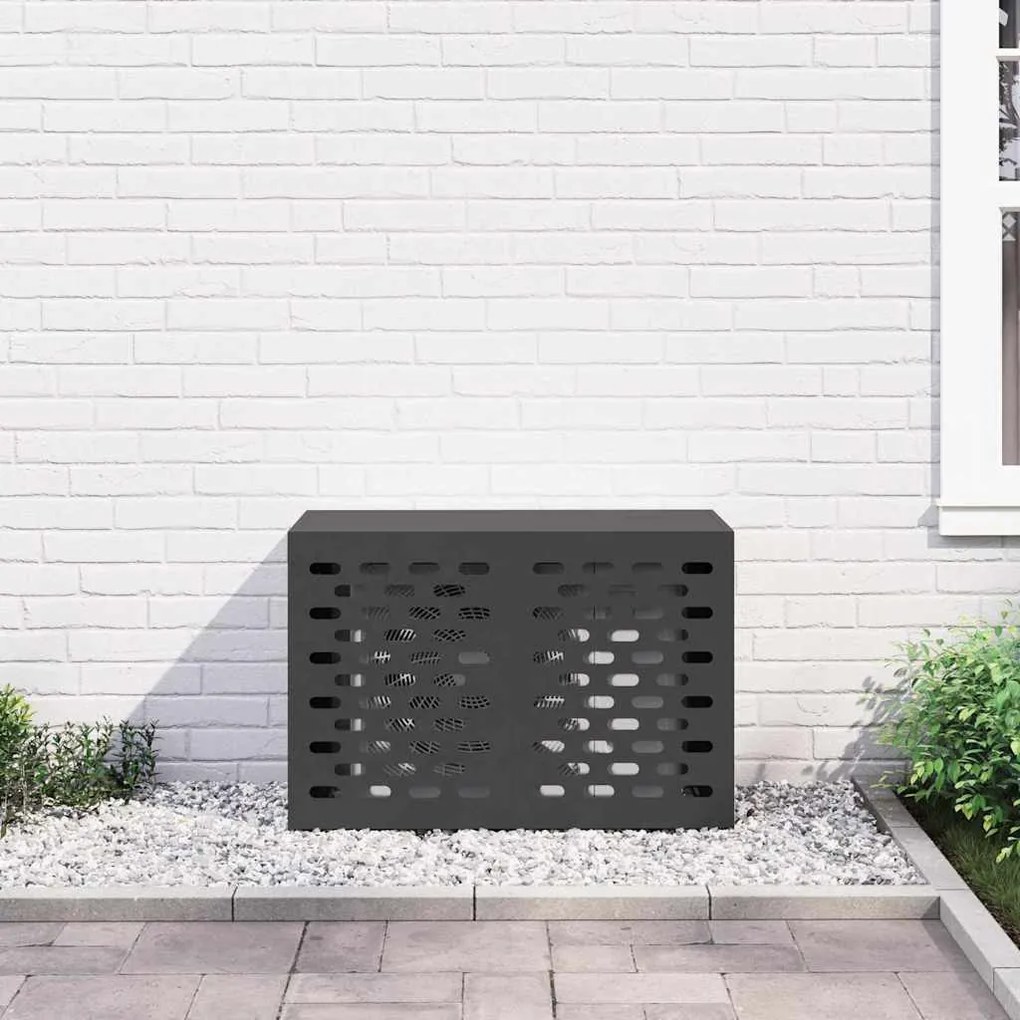 vidaXL Κάλυμμα κλιματιστικού Μαύρο 90 x 40 x 60 εκ Ατσάλι