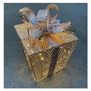 Διακοσμητικό Φωτιστικό Κουτί Δώρο 30 LED 21x21cm Μπαταρία Θερμό Φως Panagoulas -27-00532-Χάλκινο 27-00532