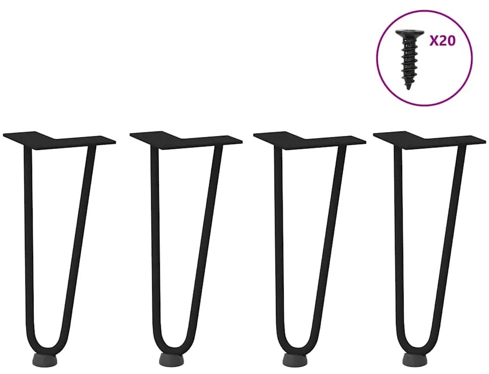 Πόδια Φουρκέτας για Τραπεζάκι Σαλονιού 4 τεμ. Μαύρο από Μασίφ Ατσάλι 30 εκ.