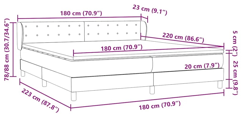 BOX SPRING ΚΡΕΒΑΤΙ ΜΕ ΣΤΡΩΜΑΤΑ ΑΝΟΙΧΤΟ ΓΚΡΙ 180X220CM ΒΕΛΟΥΔΙΝΟ 3317913