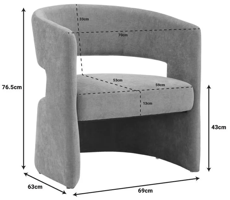 Πολυθρόνα Leicy ύφασμα σε καφέ απόχρωση 69x63x76.5εκ 69x63x76.5 εκ.