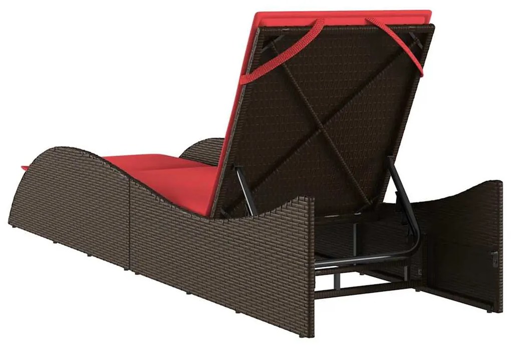 vidaXL Ξαπλώστρα με Μαξιλάρι Καφέ 60 x 205 x 73 εκ. από Συνθετικό Ρατάν